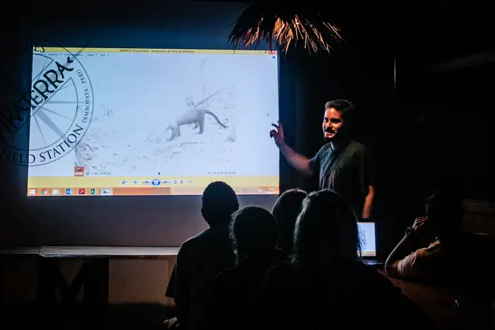 Camera-trap images projected for visitors at the Amazon Field Station
