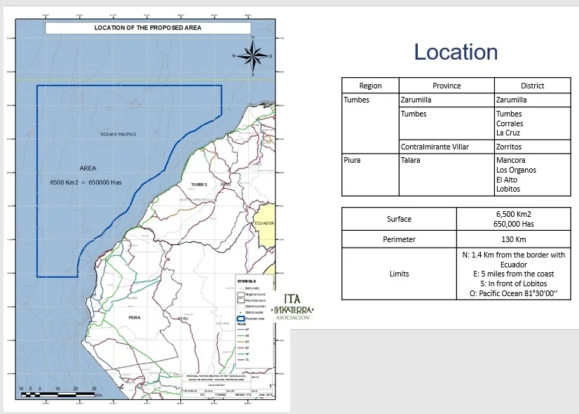 Map of the proposed Cabo Blanco marine protected area